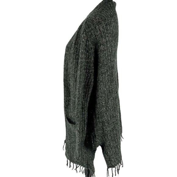 Cocogio Wool Blend Mohair Made in Italy Fringe Green Cardigan NO SIZE TAG - Picture 2 of 11